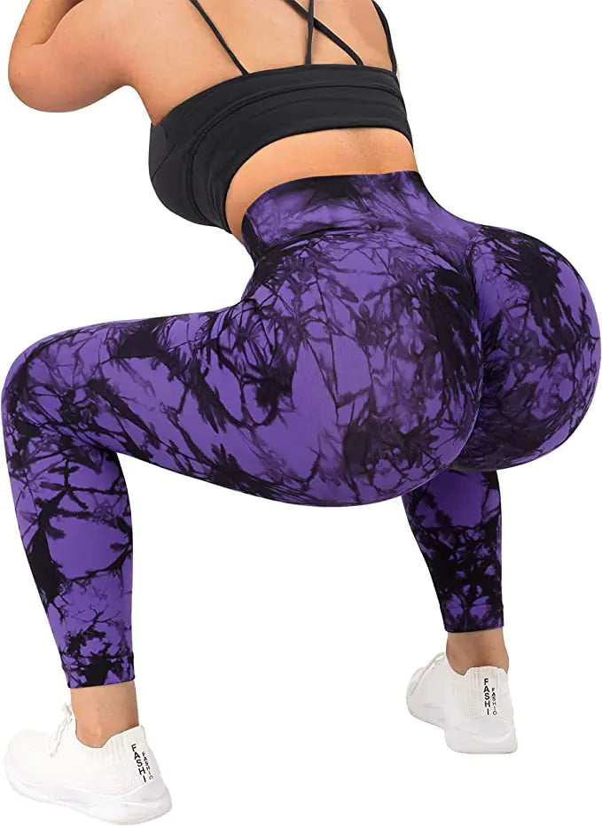 High-Waisted Tie-Dye Yoga Pants with Breathability