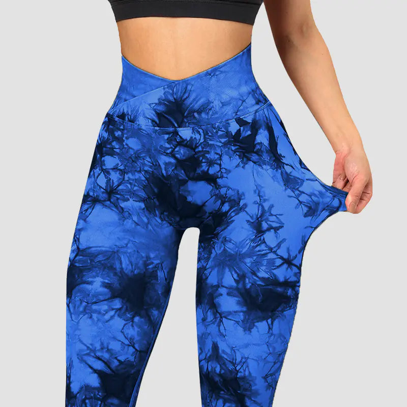 High-Waisted Tie-Dye Yoga Pants with Breathability