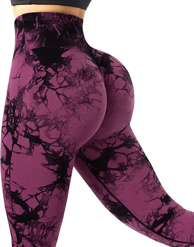High-Waisted Tie-Dye Yoga Pants with Breathability