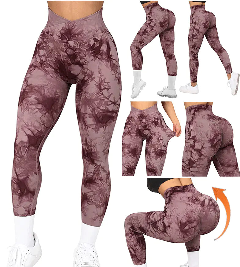 High-Waisted Tie-Dye Yoga Pants with Breathability