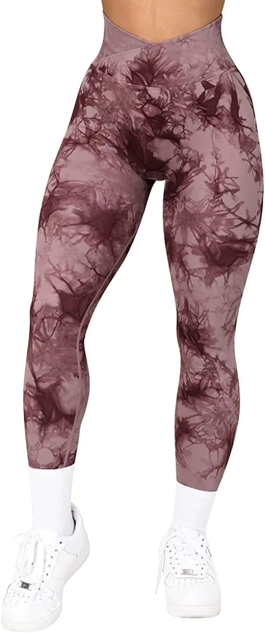 High-Waisted Tie-Dye Yoga Pants with Breathability