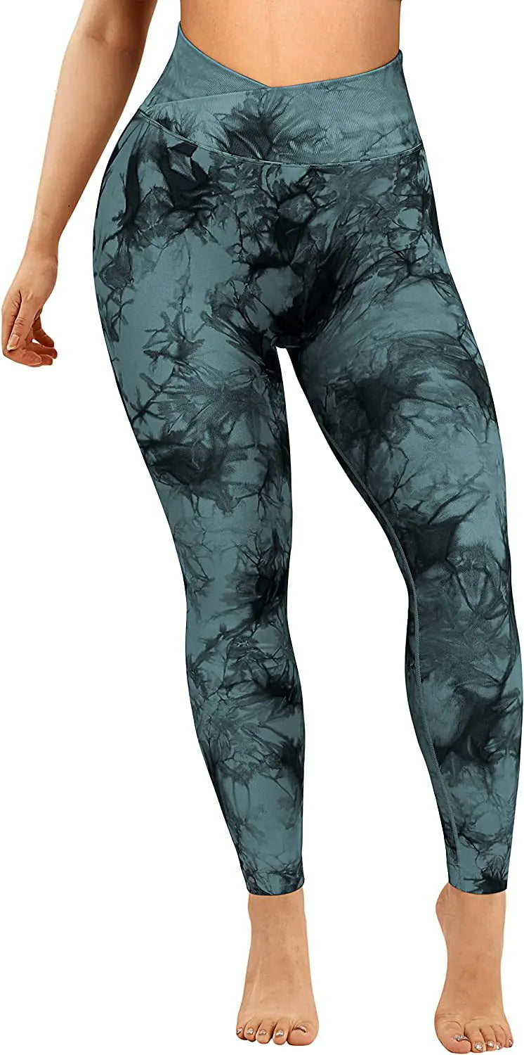 High-Waisted Tie-Dye Yoga Pants with Breathability