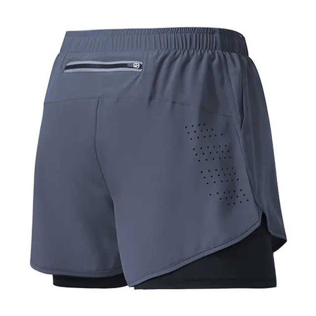 Men's Quick-Dry Running Shorts, Dual-Layer Training Shorts