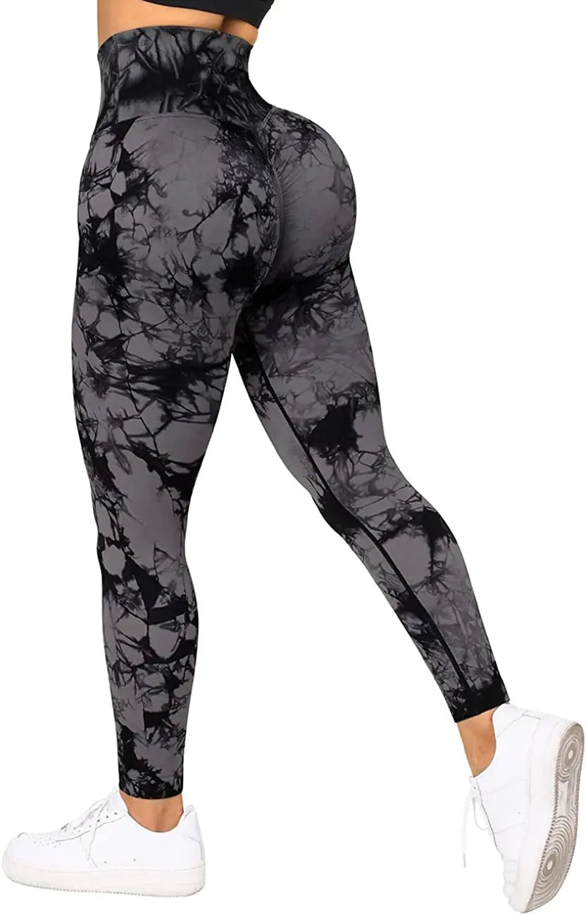 High-Waisted Tie-Dye Yoga Pants with Breathability